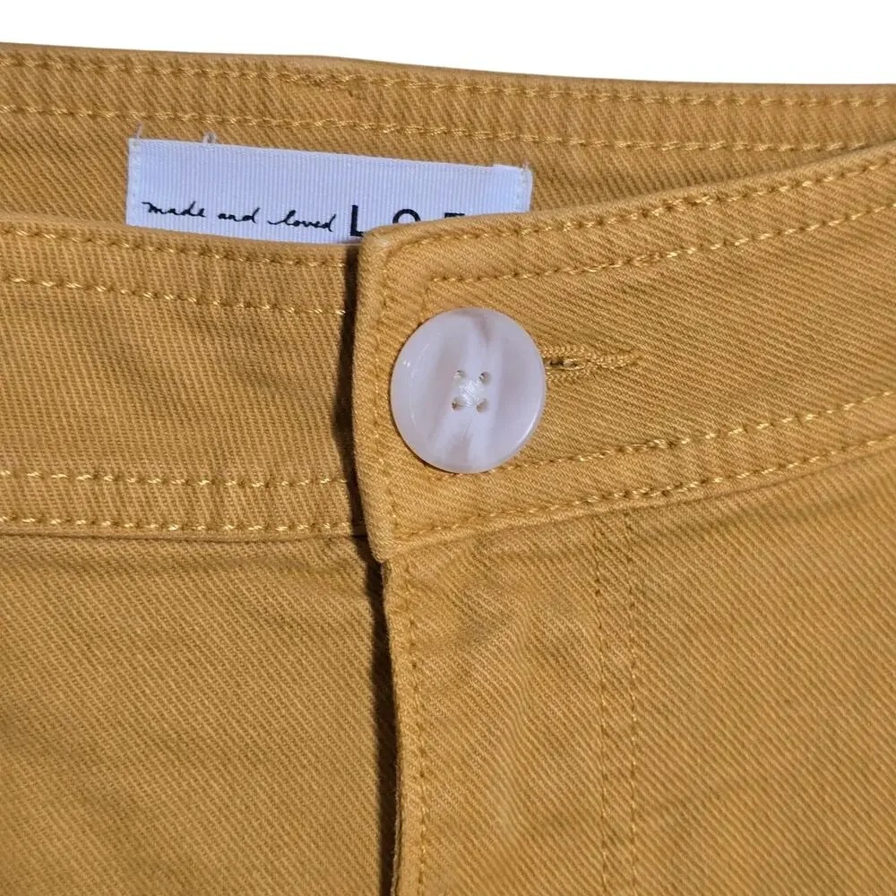 Loft Women's Mustard Yellow Cropped Jeans, Size 32/14,High Waist, Wide Leg - Picture 5 of 9